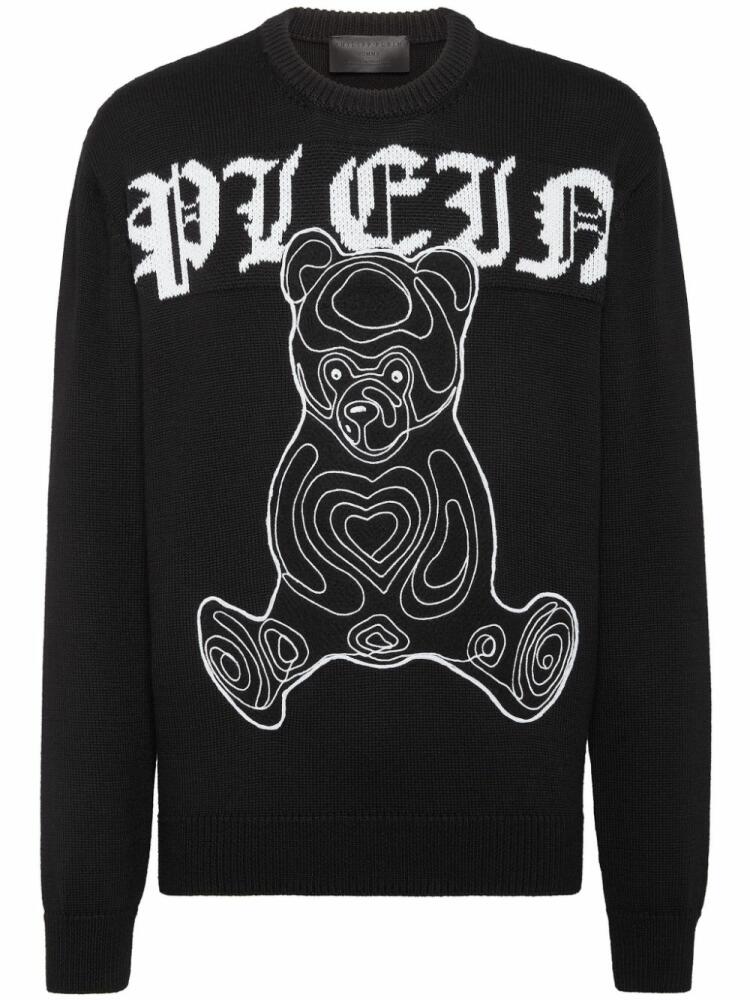 Philipp Plein teddy bear-print wool jumper - Black Cover