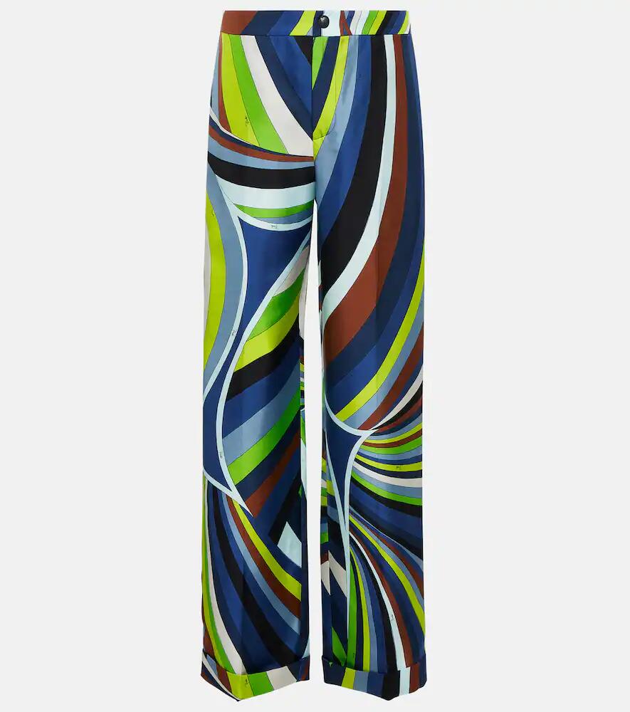 Pucci Iride high-rise silk straight pants Cover