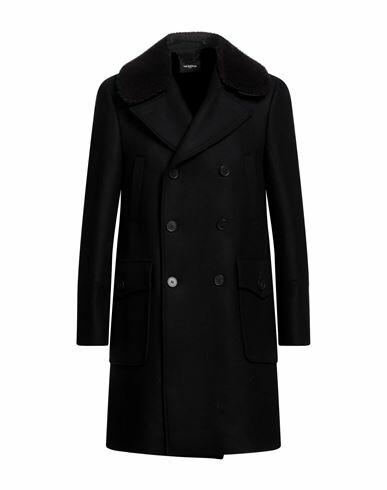 The Kooples Man Coat Midnight blue Wool, Polyamide, Shearling Cover