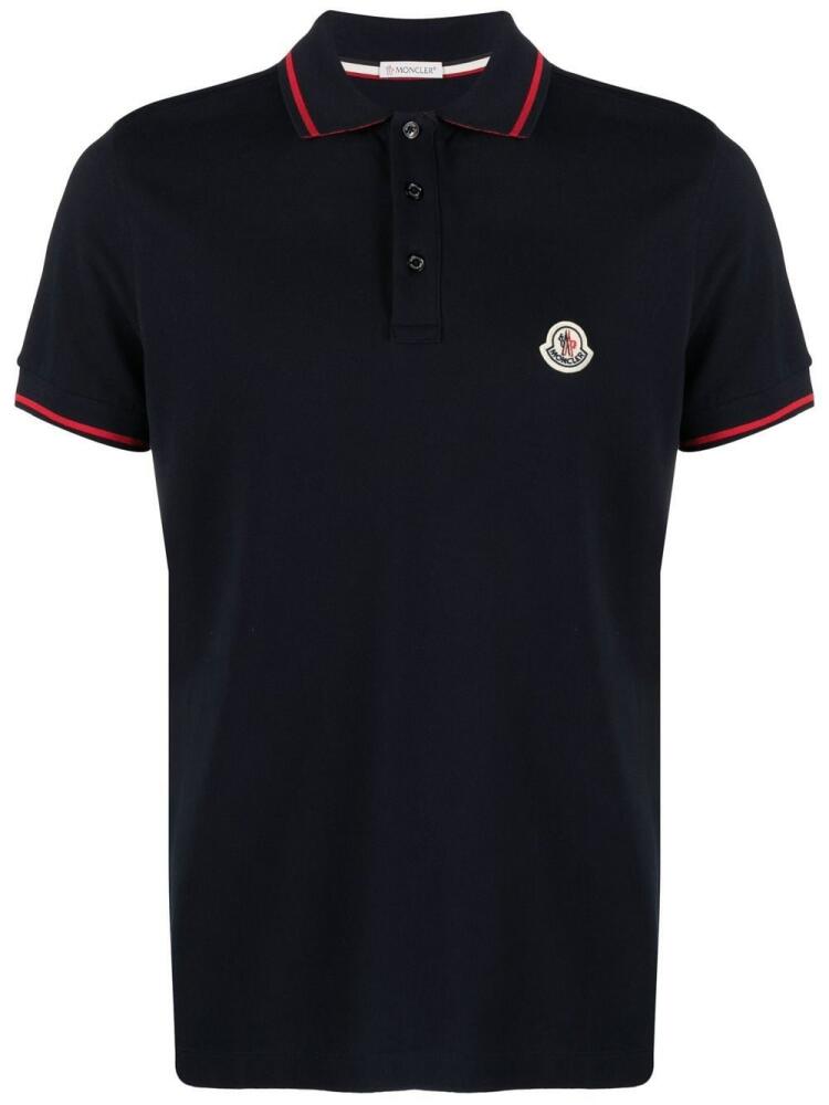 Moncler logo-collar short-sleeve polo shirt - Blue Cover