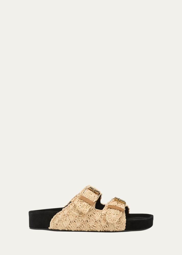 Isabel Marant Lennyo Rattan Dual-Buckle Slide Sandals Cover