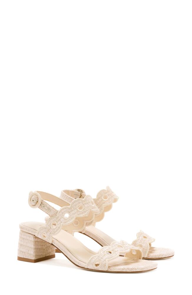 Larroudé Florence Broderie Ankle Strap Sandal in Natural Cover