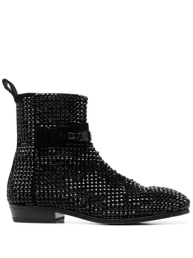 Philipp Plein crystal-embellished suede boots - Black Cover