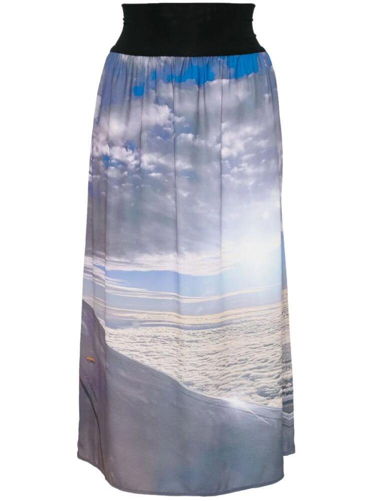 agnès b. graphic-print skirt - Blue Cover