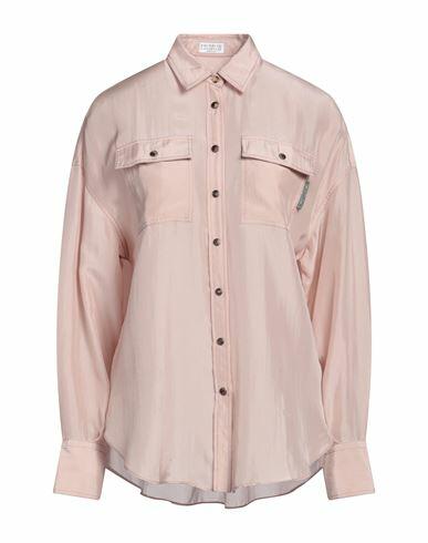 Brunello Cucinelli Woman Shirt Pink Silk, Brass Cover