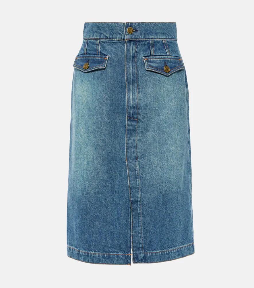 Frame The Vent Front high-rise denim midi skirt Cover