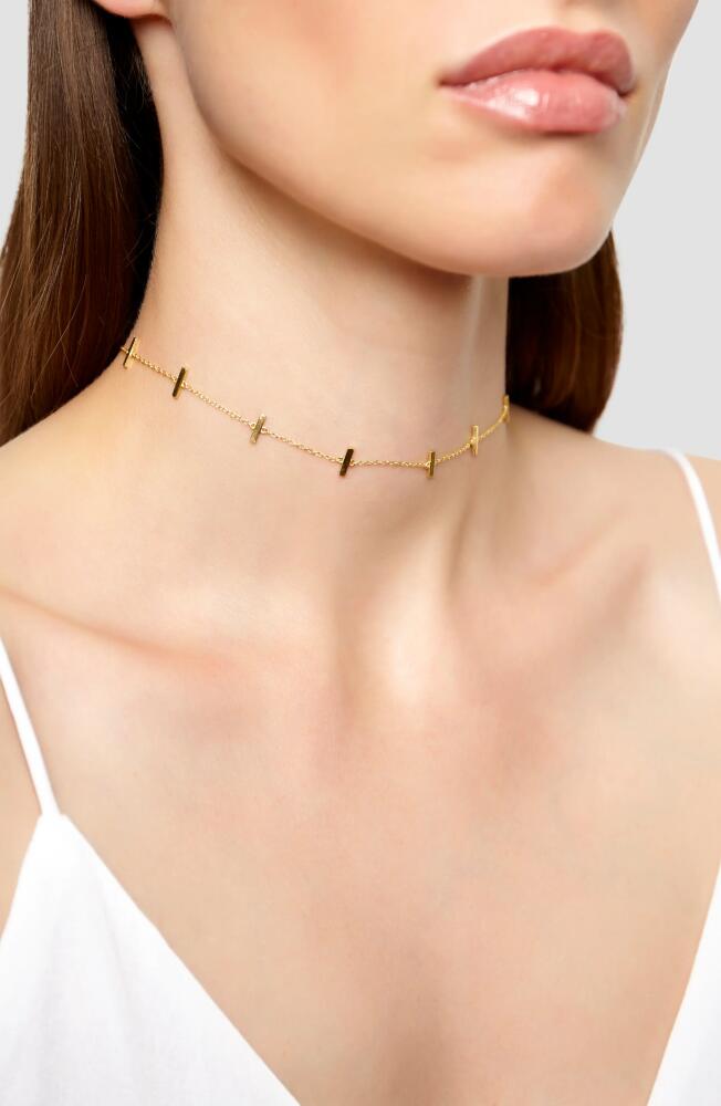 Argento Vivo Sterling Silver Bar Station Chain Choker in Gold Cover