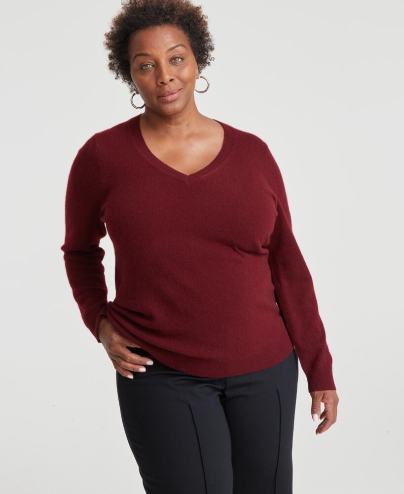 Charter Club Plus Size 100% Cashmere V-Neck Sweater, Created for Macy's - Crantini Cover