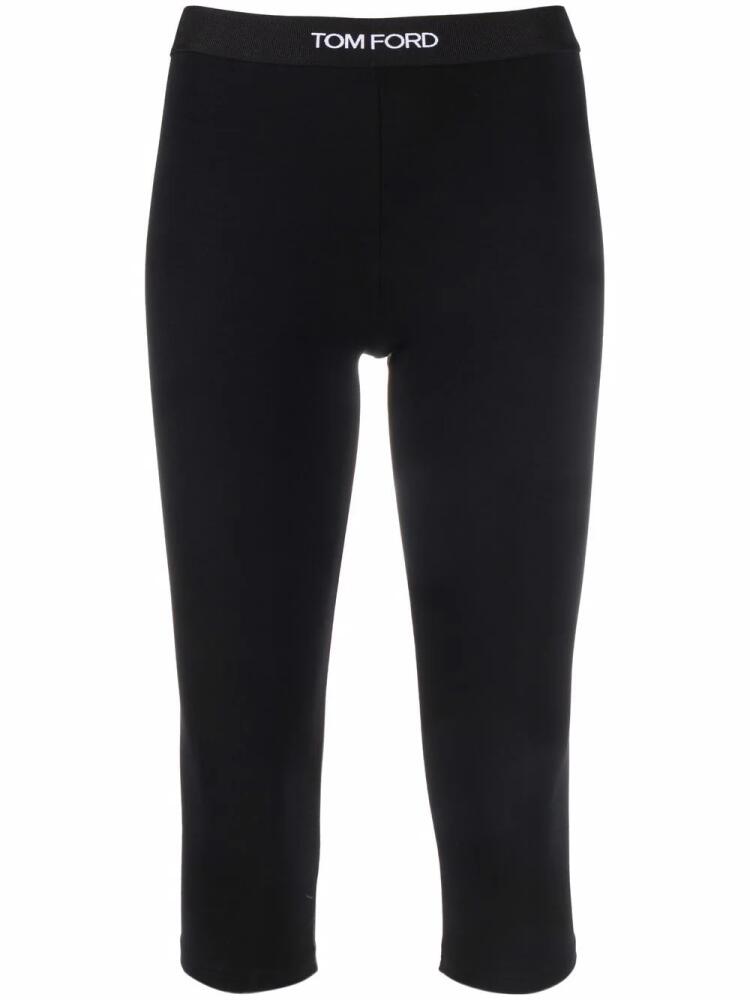 TOM FORD cropped logo-waistband leggings - Black Cover