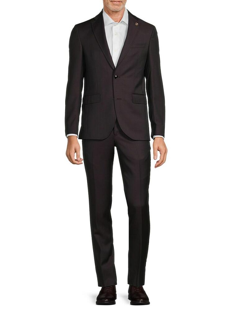 Ted Baker London Men's Roger Crosshatch Wool Suit - Burgundy Cover