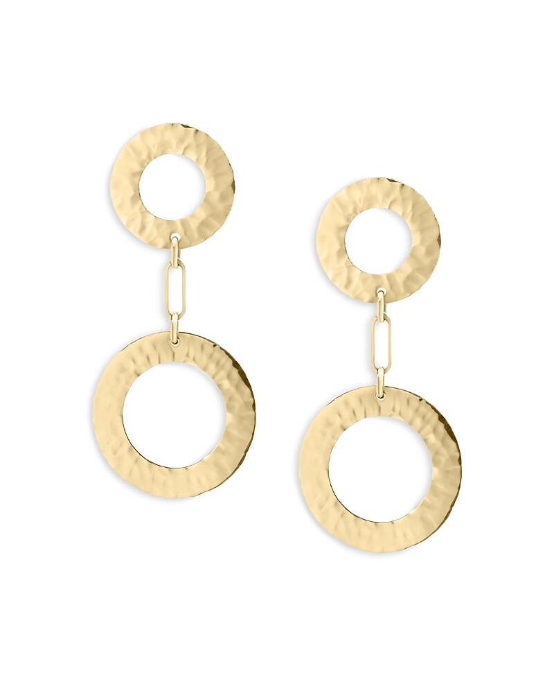 L. Klein 18K Yellow Gold Como Hammered Circle Double Drop Earrings Cover