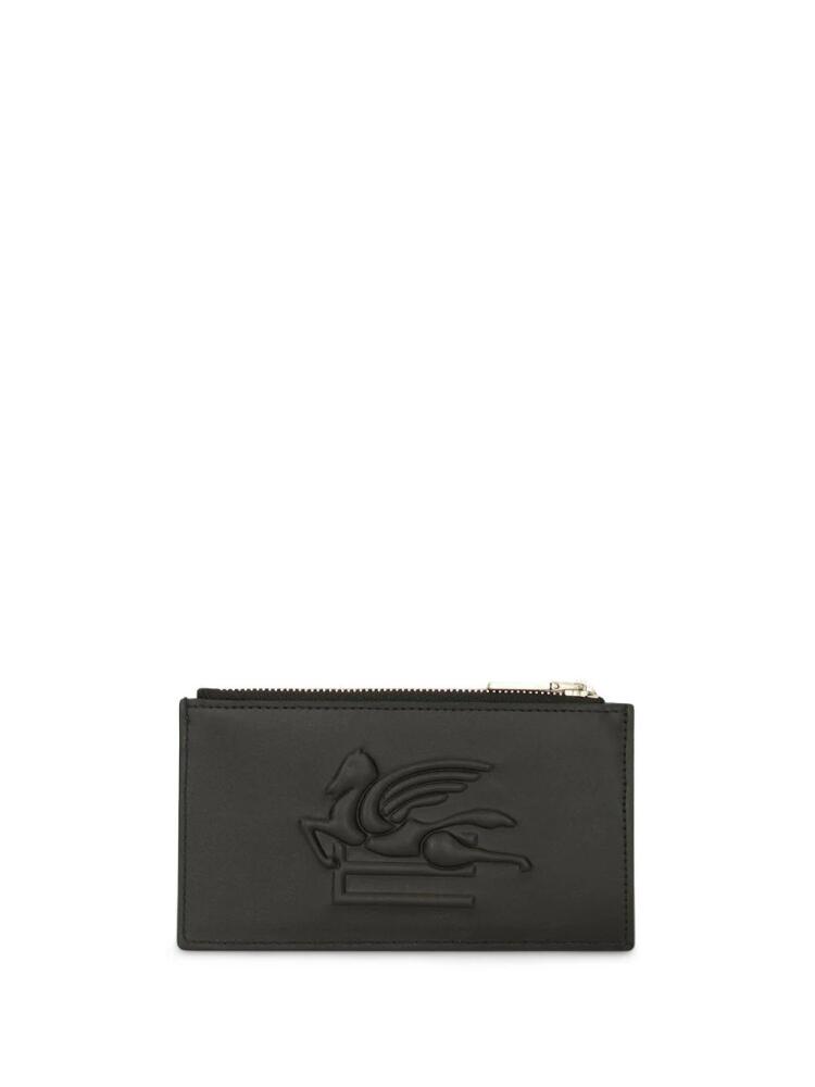 ETRO Pegaso motif-embossed leather cardholder - Black Cover