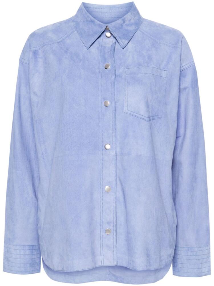 S.W.O.R.D 6.6.44 long-sleeve suede overshirt - Blue Cover