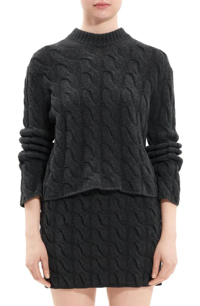 Theory Cable Knit Wool & Cashmere Sweater in Charcoal - A00 Cover