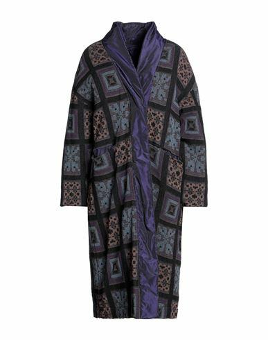 Virginia Bizzi Woman Coat Dark purple Polyester, Cotton Cover