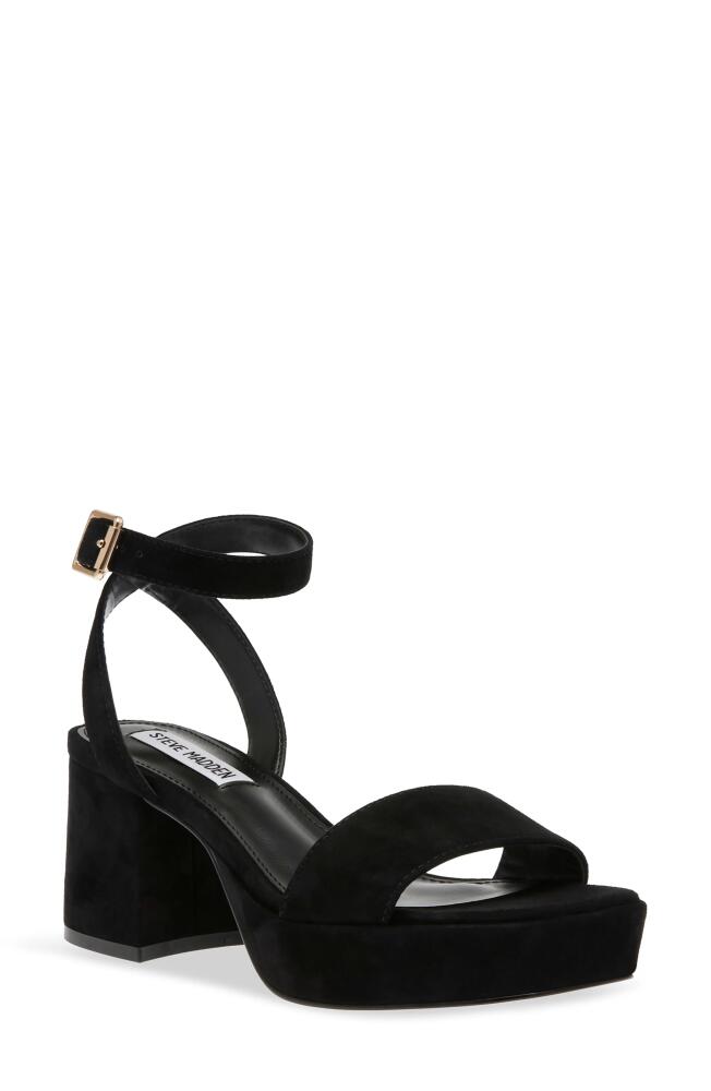 Steve Madden Mercerr Ankle Strap Platform Sandal in Black Suede Cover