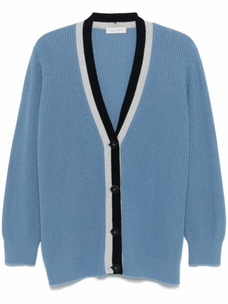 Le Tricot Perugia stripe-detail cardigan - Blue Cover