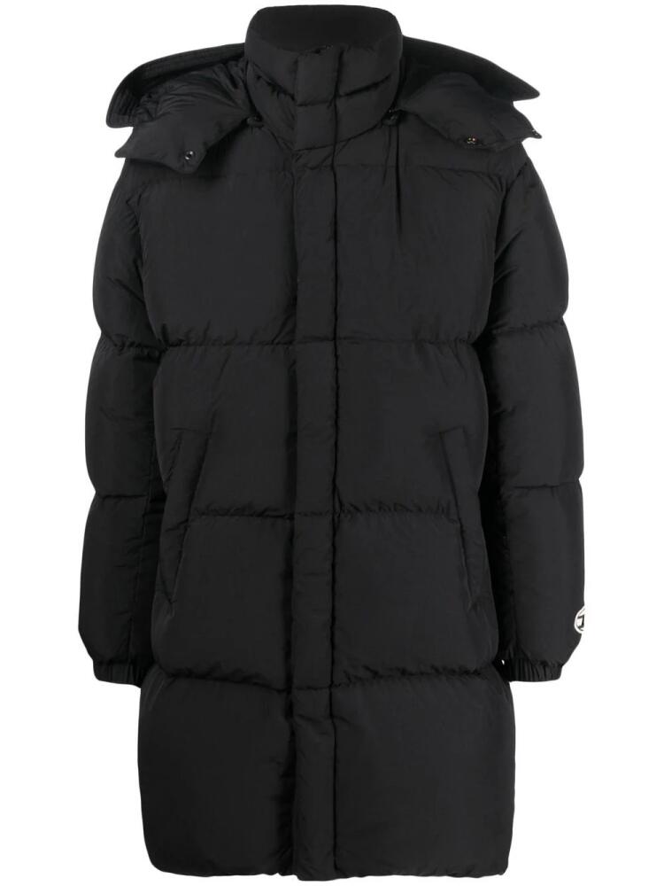 Diesel W-Rolf-Nw padded mid-length coat - Black Cover