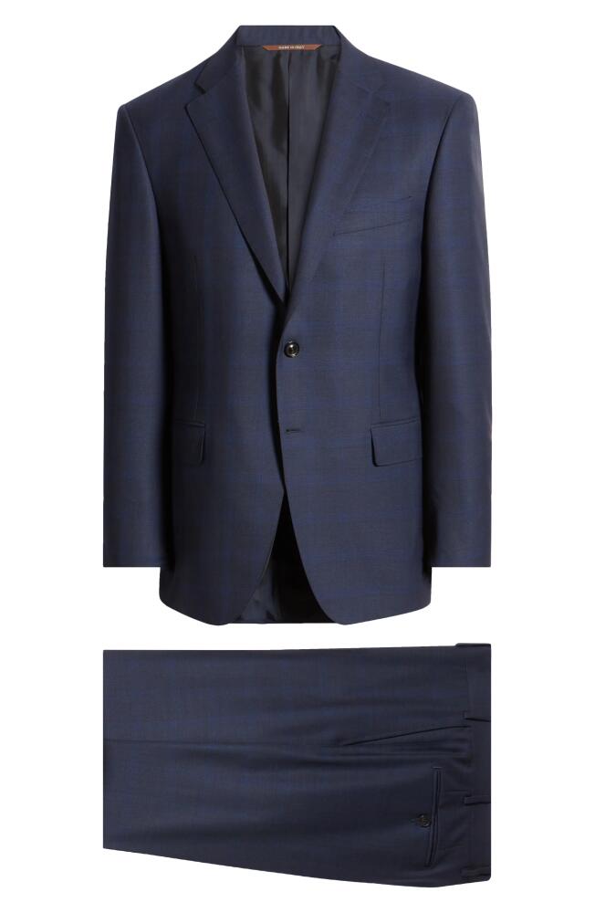 Canali Siena Regular Fit Plaid Wool Suit in Navy Cover