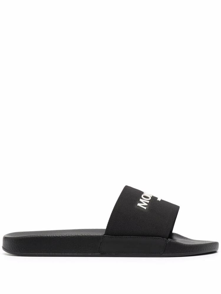 Moncler logo-print pool slides - Black Cover