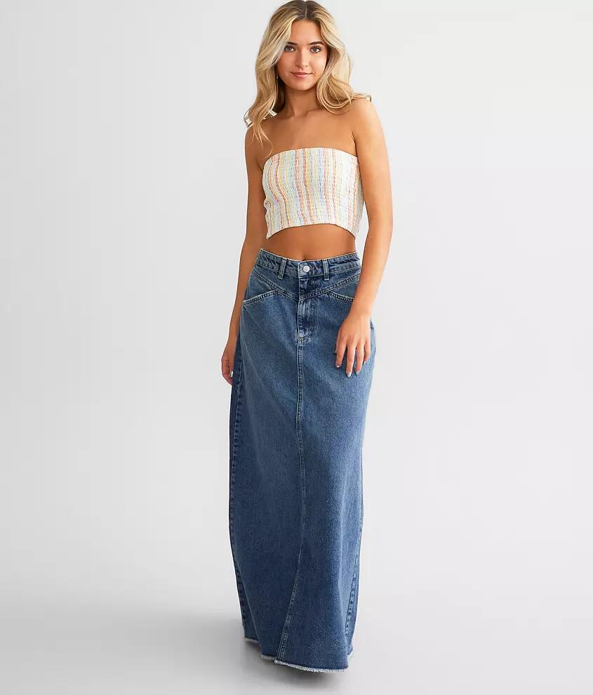 Free People Come As You Are Denim Maxi Skirt Cover