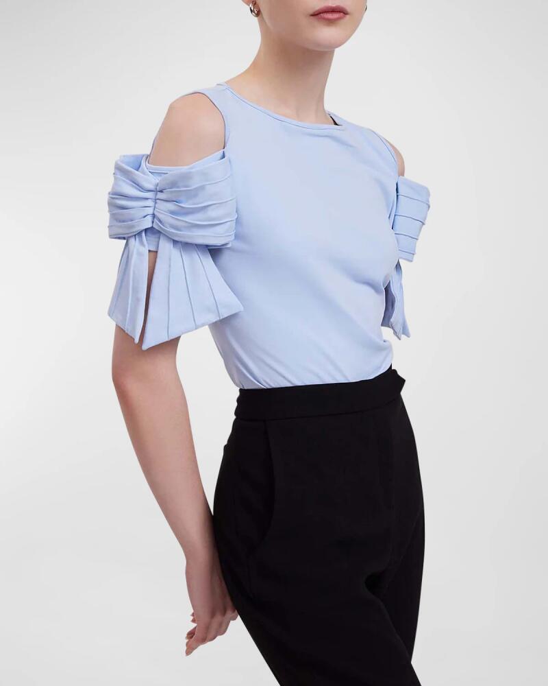 Anne Fontaine Myrtille Cold-Shoulder Bow T-Shirt Cover