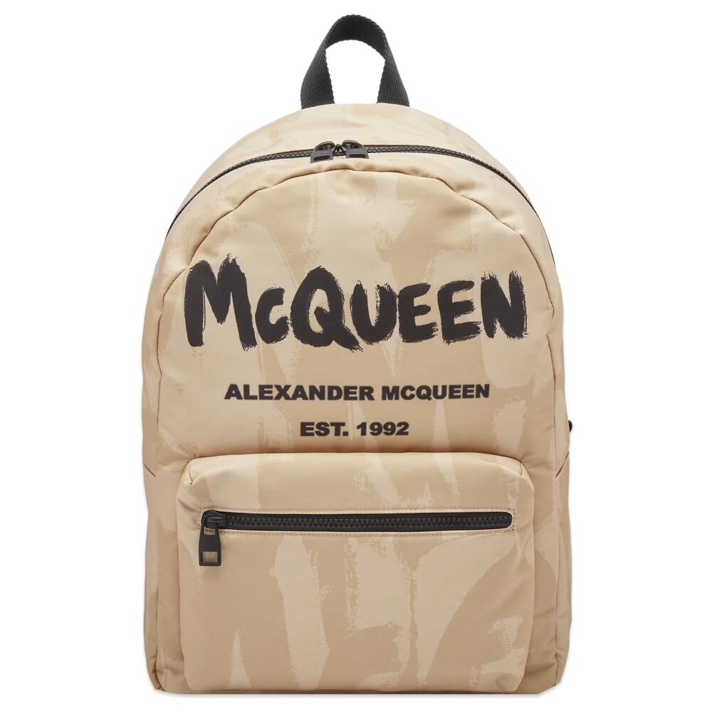 Alexander McQueen Men's Metropolitan Graffiti Backpack in Beige/Black Cover