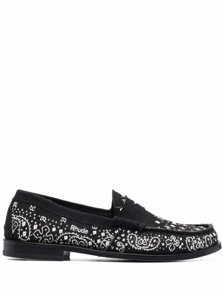 RHUDE bandana-print raw-cut loafers - Black Cover