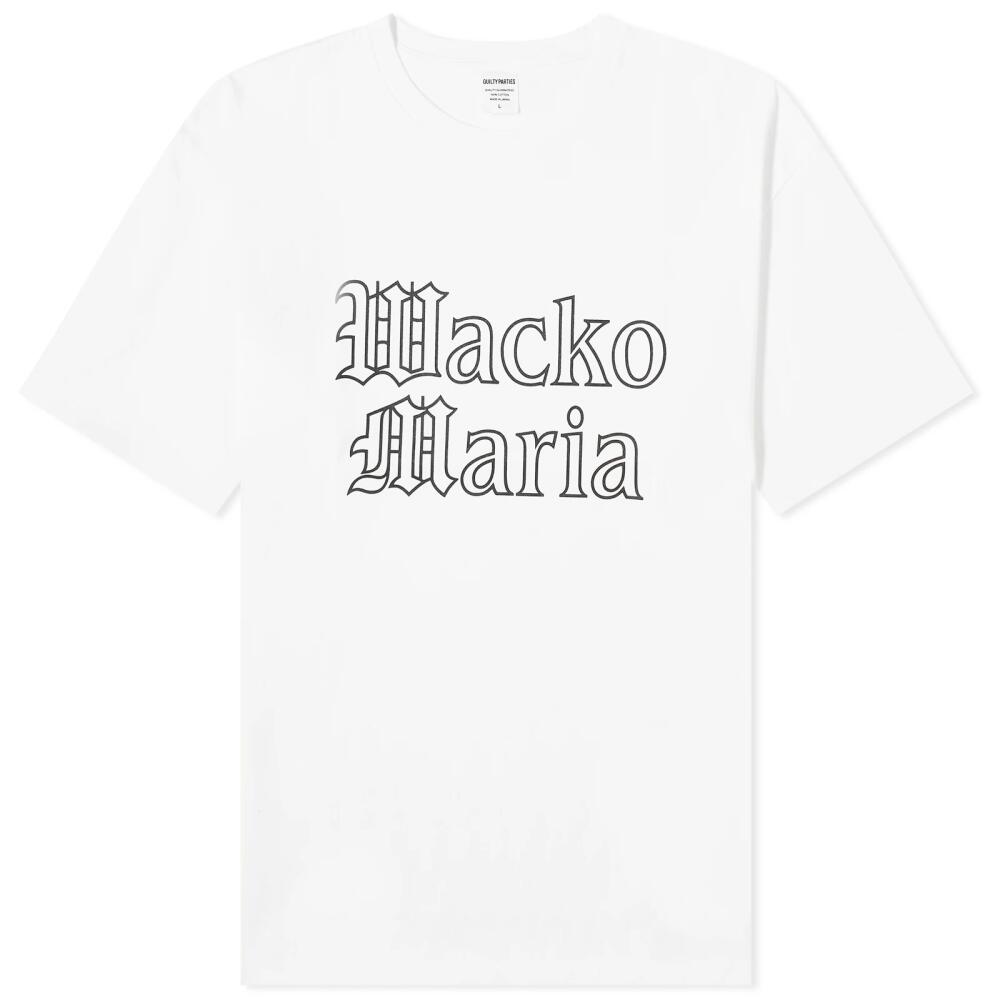 Wacko Maria Men's Heavyweight Gothic Logo T-Shirt in White Cover