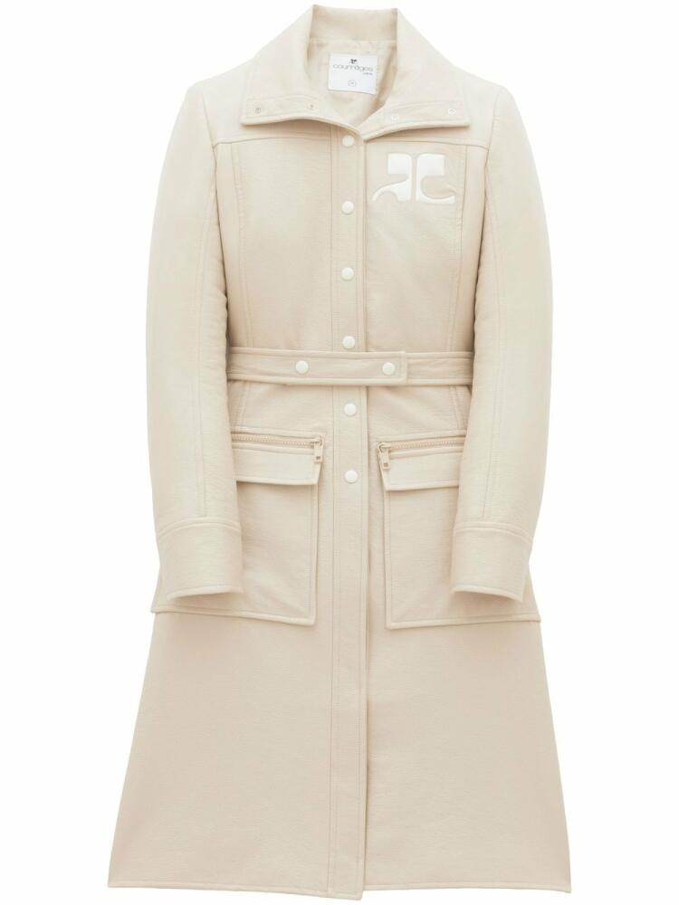 Courrèges logo-patch trench coat - Neutrals Cover