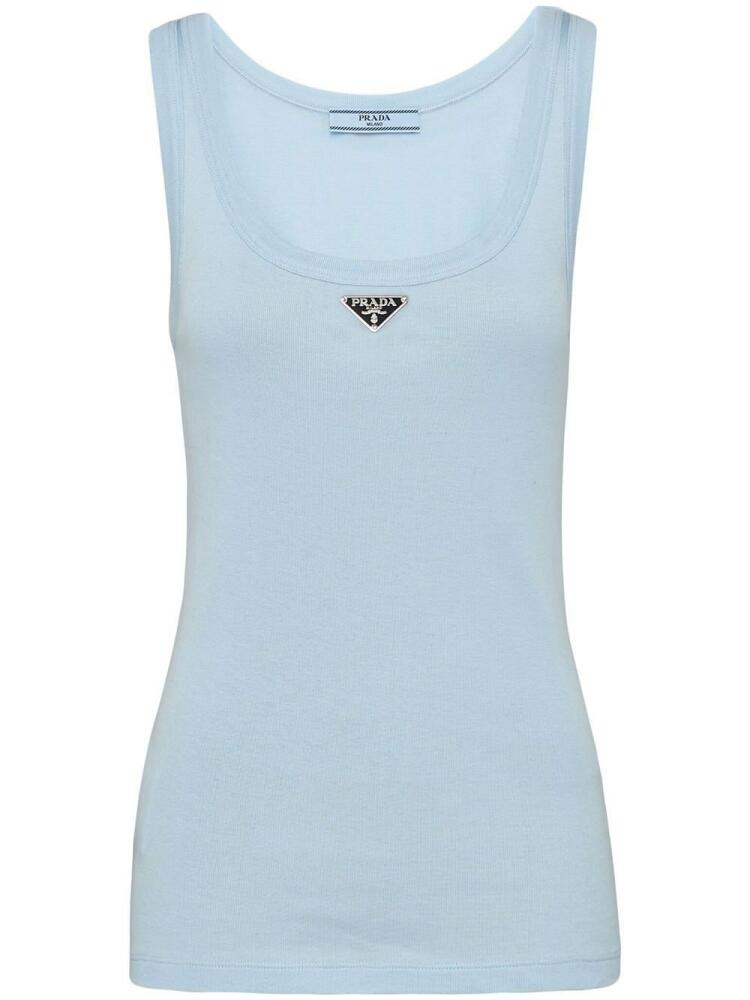 Prada logo plaque tank top - Blue Cover