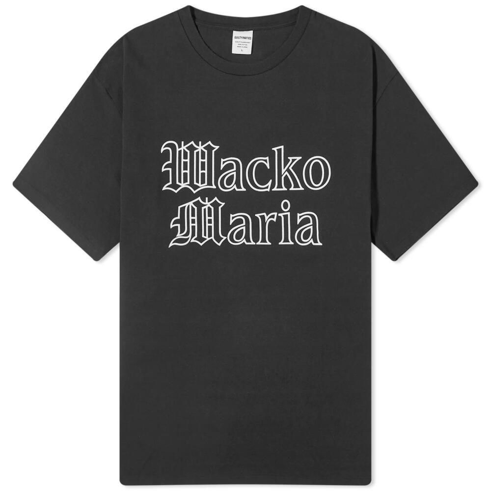 Wacko Maria Men's Heavyweight Gothic Logo T-Shirt in Black Cover