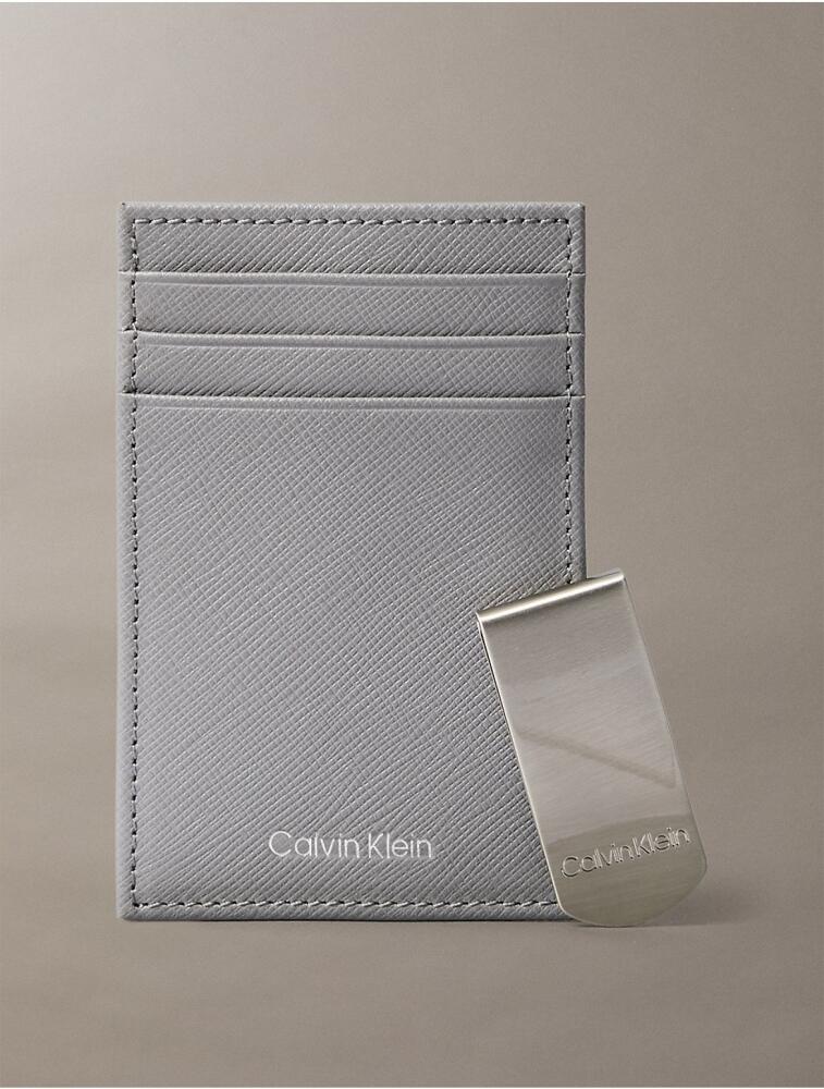 Calvin Klein Men's Refined Saffiano Card Case + Money Clip - Grey Cover