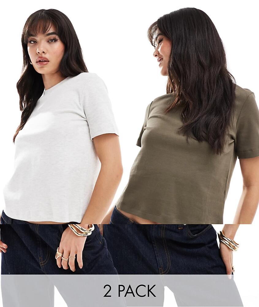 Bershka oversized t-shirt 2 pack in gray and khaki Cover