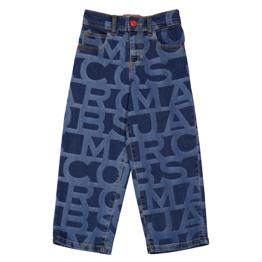 Little Marc Jacobs Boys Denim Blue Logo Print Jeans Cover