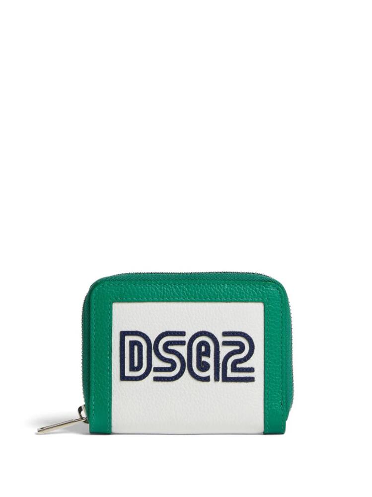 DSQUARED2 logo-embroidered leather wallet - Green Cover