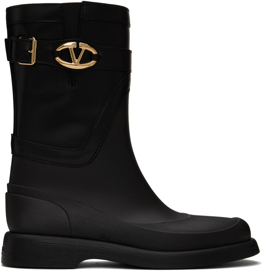 Valentino Garavani Black VLogo The Bold Edition Rain Boots Cover