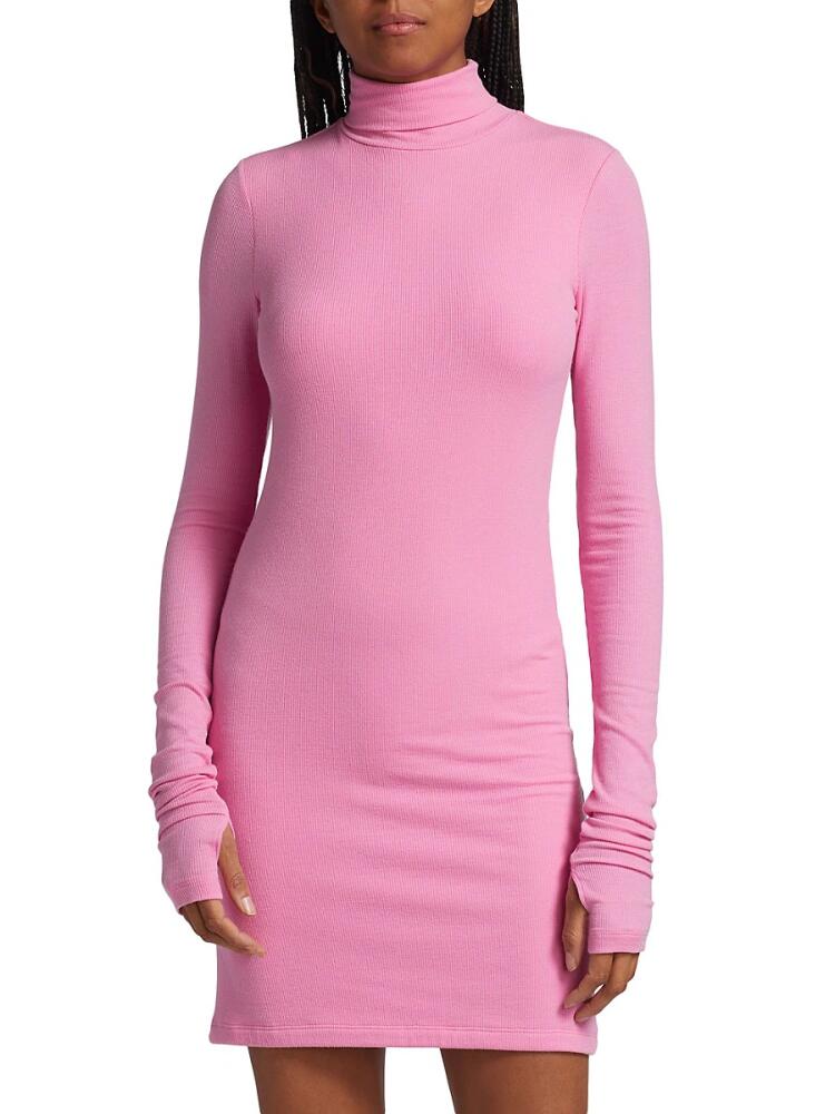 ATM Anthony Thomas Melillo Women's Turtleneck Mini Bodycon Dress - Radiance Pink Cover