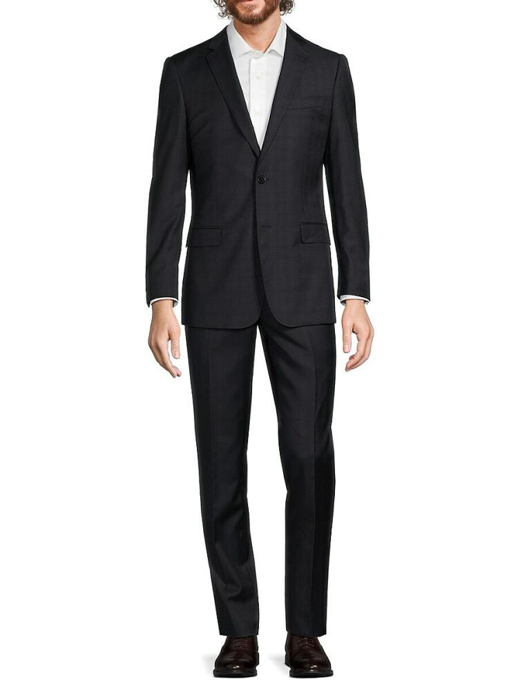 Cavalli Class by Roberto Cavalli Men's Plaid Wool Suit - Black Cover