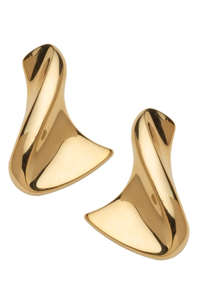 Jennifer Zeuner Anine Wavy Drop Earrings in 14K Yellow Gold Plated Silver Cover