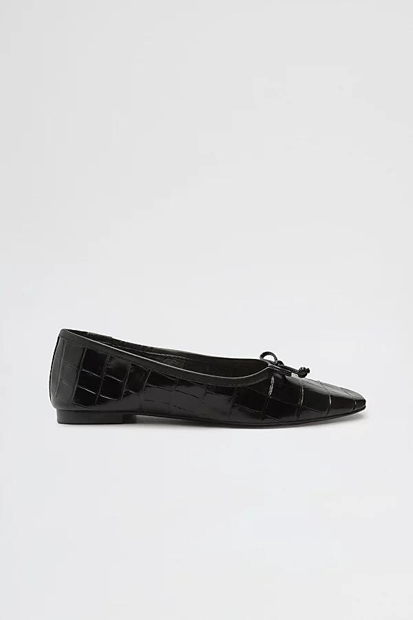 Schutz Arissa Leather Croc Ballet Flat in Black Cover