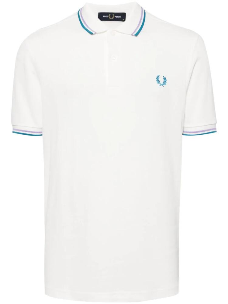 Fred Perry logo-embroidered cotton polo shirt - White Cover