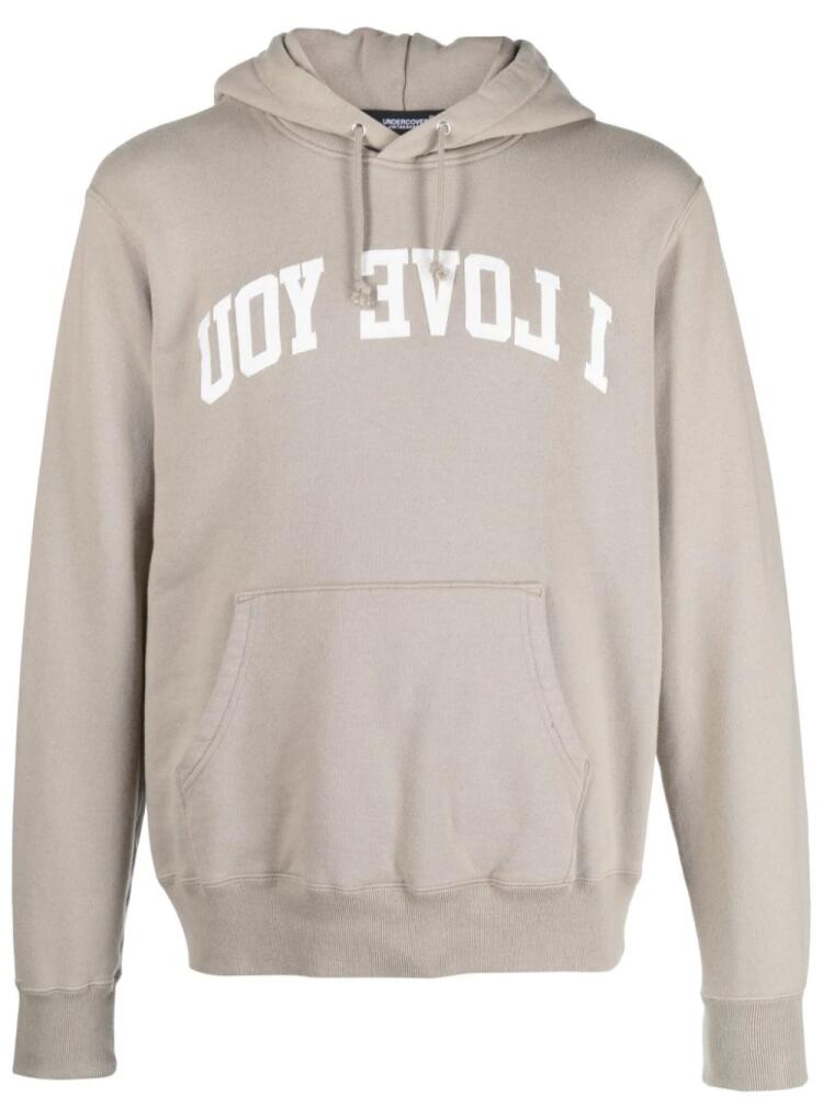 Undercover slogan-print drawstring hoodie - Neutrals Cover