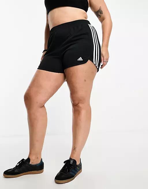 adidas Training Plus 3 stripe pacer shorts in black Cover