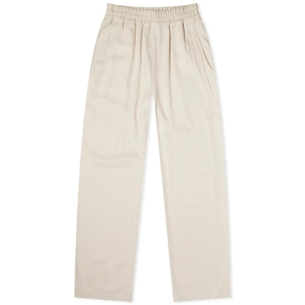 GCDS Men's Linen Wide Pants in Off White Cover