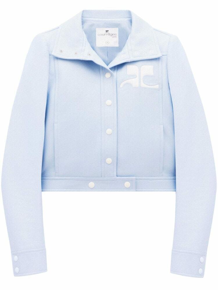 Courrèges chest logo-patch shirt jacket - Blue Cover