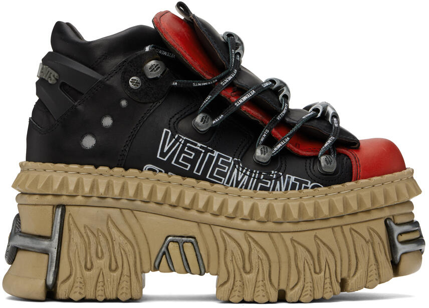 VETEMENTS Black & Red New Rock Edition Platform Sneakers Cover