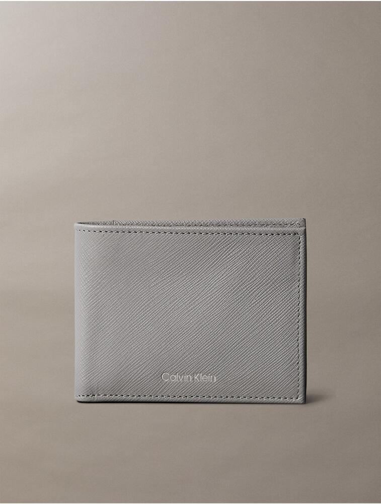 Calvin Klein Saffiano Leather Slim Bifold Wallet - Grey Cover