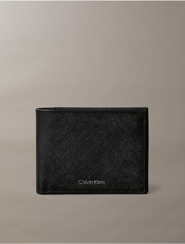 Calvin Klein Saffiano Leather Slim Bifold Wallet - Black Cover