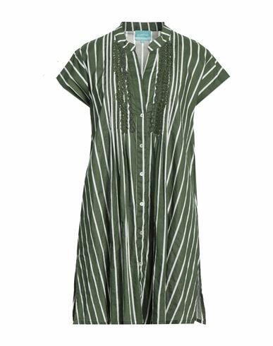 Iconique Woman Mini dress Military green Cotton Cover